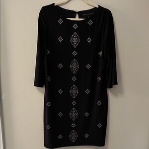 White House Black Market Black Dress with metallic details - Petite Large